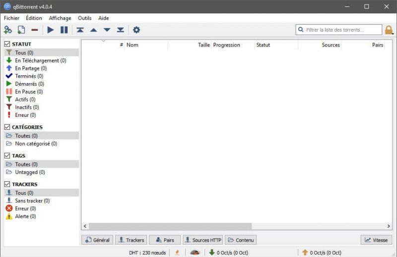 qBittrorrent screenshot accueil